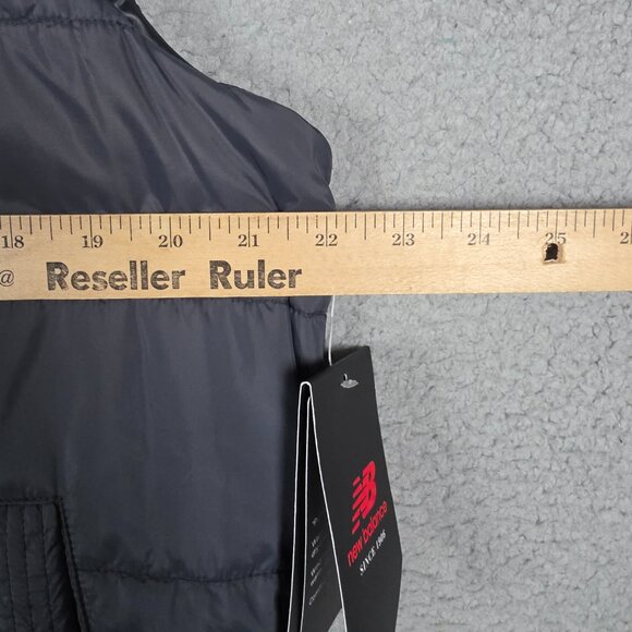 New Balance Puffer Tech Vest Mens Size Medium Black Quilted Comfort Fit Full Zip - Picture 10 of 14